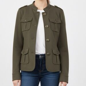 Apt. 9 Olive Green Military Style Band Collar Jacket | Size S